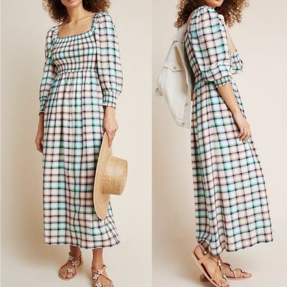 Anthropologie Plaid Midi Dress